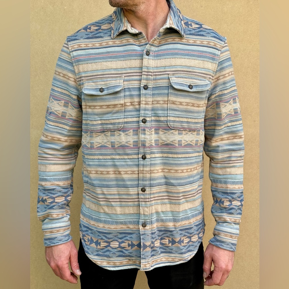 LUCKY BRAND Men’s Aztec handcrafted long sleeve heavy button down shirt